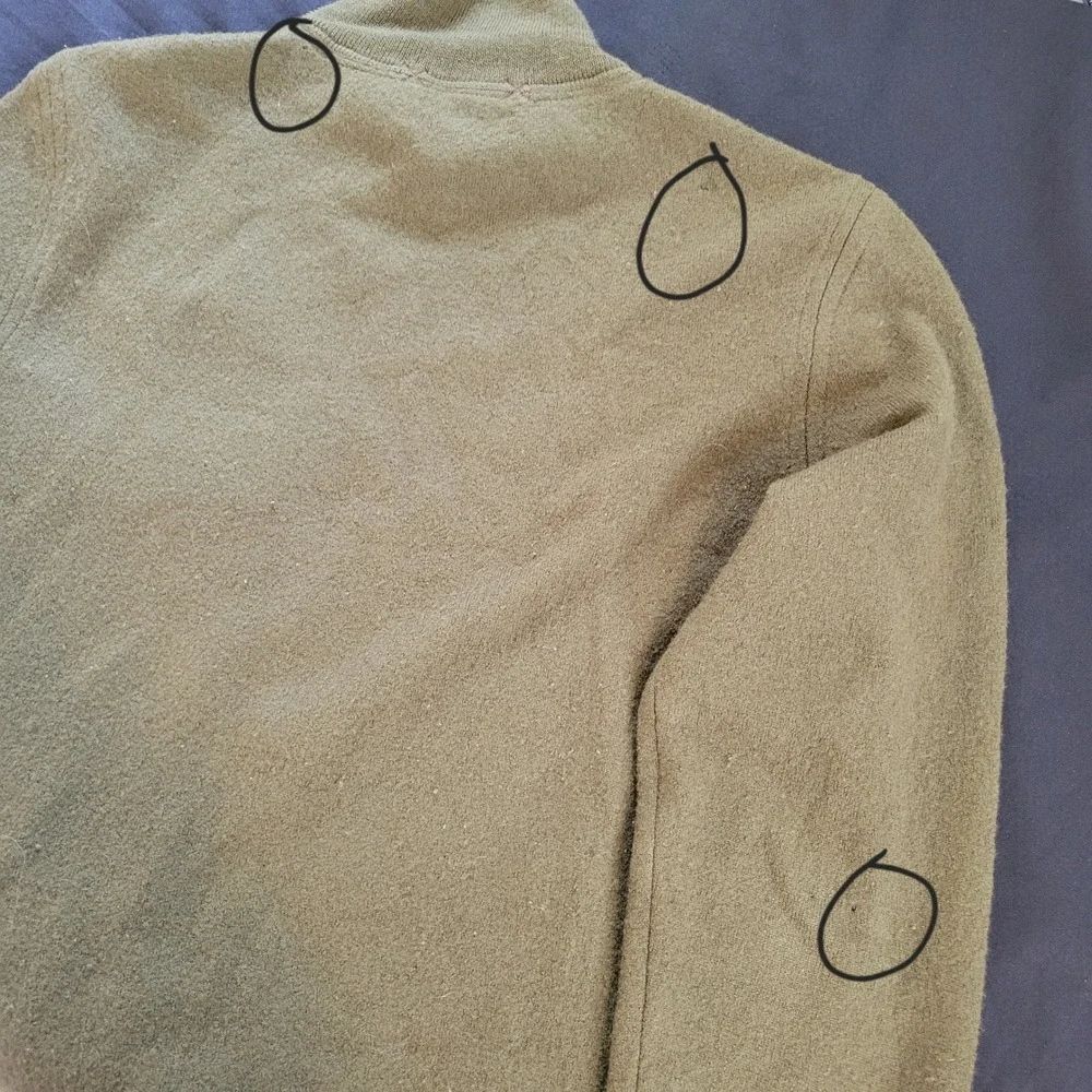 Wallace & Barnes Mens Olive Green Wool Side Zip Military Sweater Small Talon